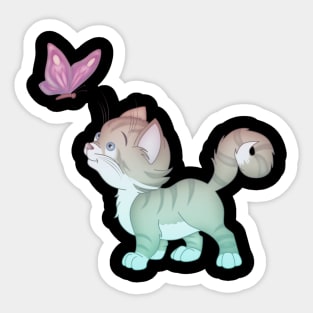 Cat and butterfly Sticker